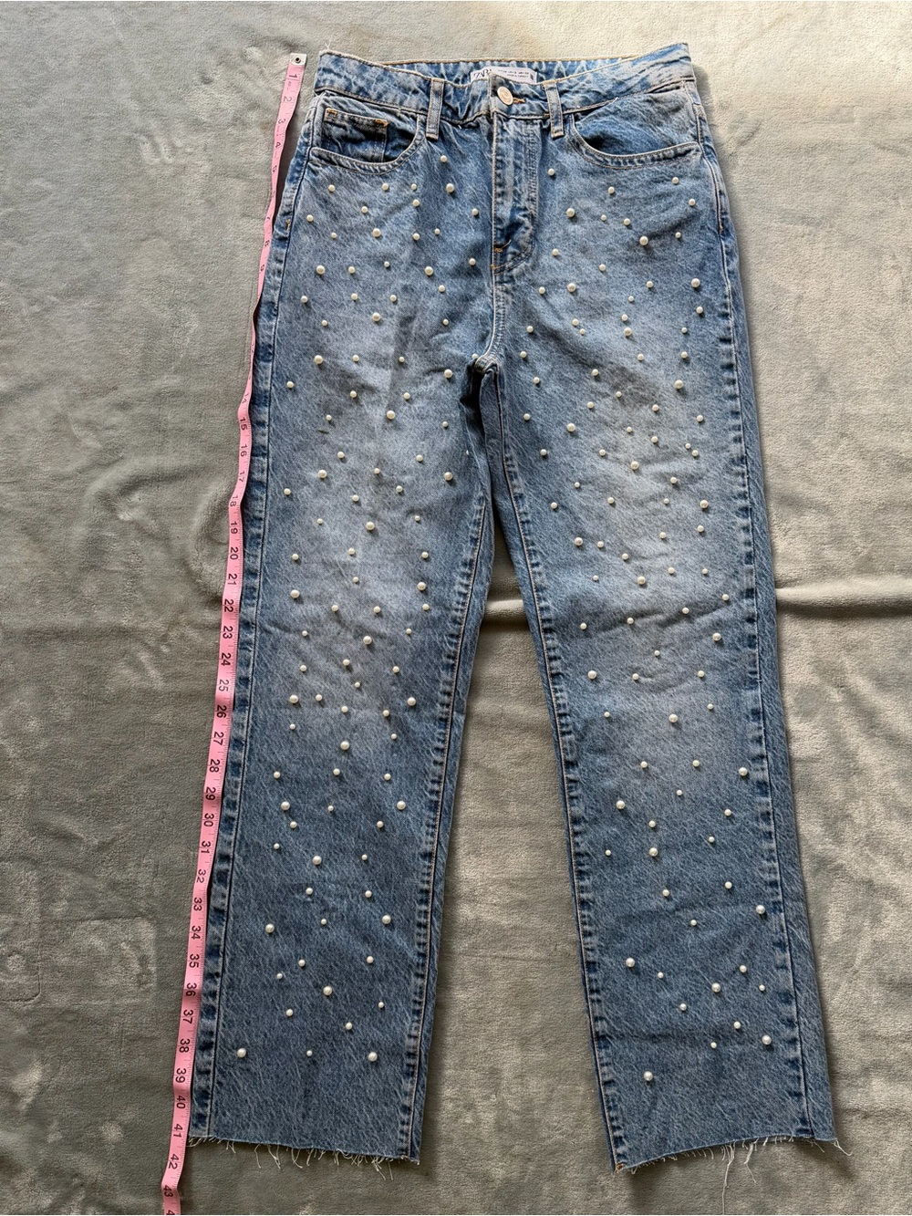 Zara Straight Cut Pearl Jeans